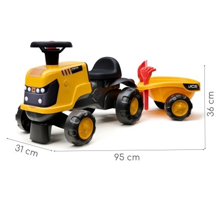 FALK Ježukas traktorius JCB Fastrac su priekaba, kastuvėliu ir grėbliukais 1–3 m. 1