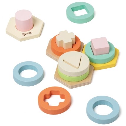 CLASSIC WORLD Montessori formų ir spalvų rūšiuoklis – bokšto dėlionė 7