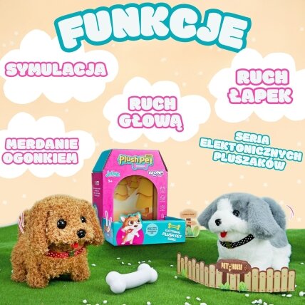 WOOPIE Interaktyvus pliušinis šuniukas su kaulu Pudelis Husky 1
