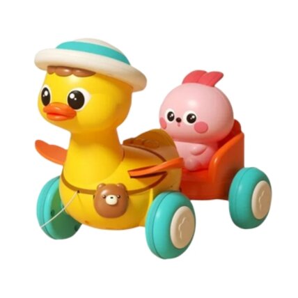 WOOPIE BABY geltona antytė su rožiniu kiškučiu priekabėlėje traukimui 4