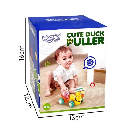 WOOPIE BABY geltona antytė su rožiniu kiškučiu priekabėlėje traukimui 6