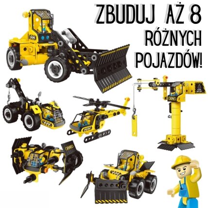 WOOPIE konstrukcinės kaladėlės Sukurk statybines transporto priemones 8 modeliai STEAM 2 WOOPIE konstrukcinės kaladėlės Sukurk statybines transporto priemones 8 modeliai STEAM 2