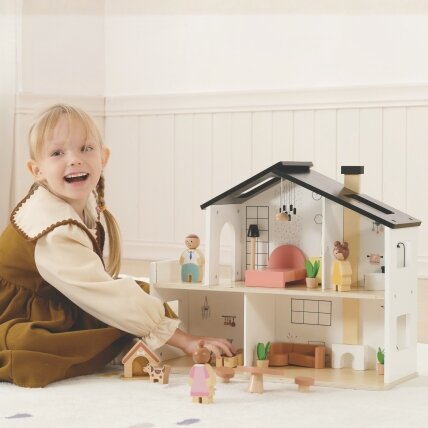 TOOKY TOY Medinis lėlių namelis su priedais ir šeimyna 20 el. 1