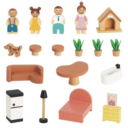 TOOKY TOY Medinis lėlių namelis su priedais ir šeimyna 20 el. 5