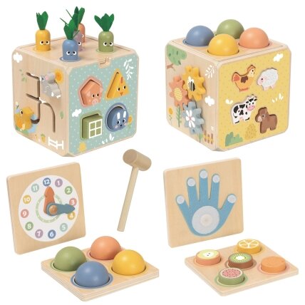 TOOKY TOY Medinė pavasarinė edukacinė kubo formos dėlionė 5in1 1 TOOKY TOY Medinė pavasarinė edukacinė kubo formos dėlionė 5in1 1