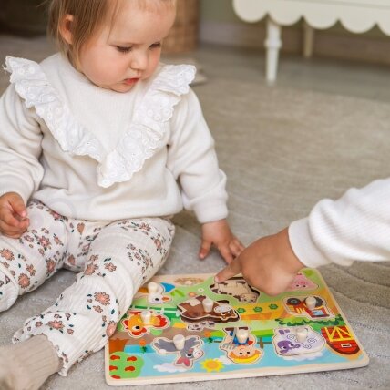 WOOPIE GREEN Medinės Montessori dėlionės Ūkis su kaištukais derinimui 6 WOOPIE GREEN Medinės Montessori dėlionės Ūkis su kaištukais derinimui 6