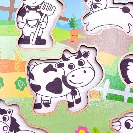 WOOPIE GREEN Medinės Montessori dėlionės Ūkis su kaištukais derinimui 10 WOOPIE GREEN Medinės Montessori dėlionės Ūkis su kaištukais derinimui 10