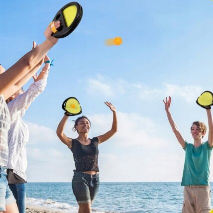 WOOPIE Catch Ball vikrumo žaidimas Mesk–Pagauk Raketė + 2 kamuoliukai 3