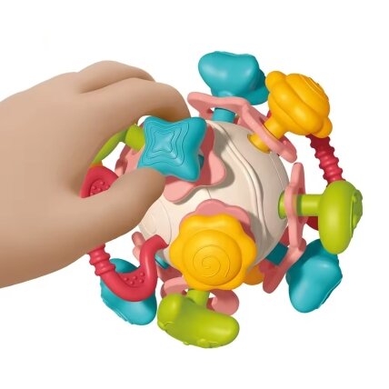 WOOPIE BABY Minkštas barškutis 4in1 kramtukas sensorinis žaislas kūdikiams 0 mėn.+ 5