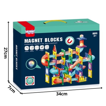 WOOPIE Magnetinės konstrukcinės 3D kaladėlės Edukacinis rinkinys Kamuoliukų trasa 105 el. 3 WOOPIE Magnetinės konstrukcinės 3D kaladėlės Edukacinis rinkinys Kamuoliukų trasa 105 el. 3