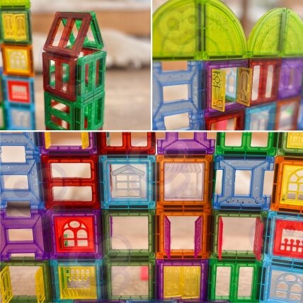 WOOPIE Magnetinės konstrukcinės 3D kaladėlės edukacinis rinkinys Pilis 100el. 2