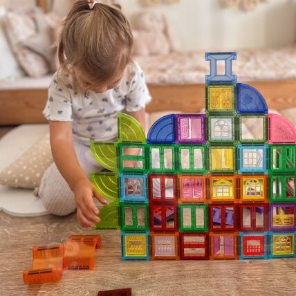 WOOPIE Magnetinės konstrukcinės 3D kaladėlės edukacinis rinkinys Pilis 100el. 3 WOOPIE Magnetinės konstrukcinės 3D kaladėlės edukacinis rinkinys Pilis 100el. 3