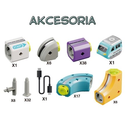WOOPIE Magnetinis konstravimo rinkinys Geležinkelio trasa su traukos efektu 54 el. 6