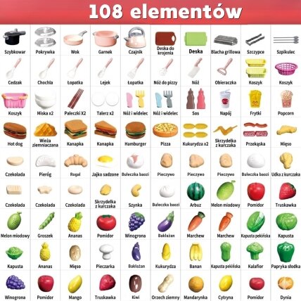 WOOPIE Virtuvės aksesuarų rinkinys Maisto gaminimo žaislas 108 el 5 WOOPIE Virtuvės aksesuarų rinkinys Maisto gaminimo žaislas 108 el 5