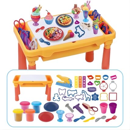 WOOPIE Kūrybinis staliukas su plastilinu, skyreliai, formelės 40 el. 2 WOOPIE Kūrybinis staliukas su plastilinu, skyreliai, formelės 40 el. 2