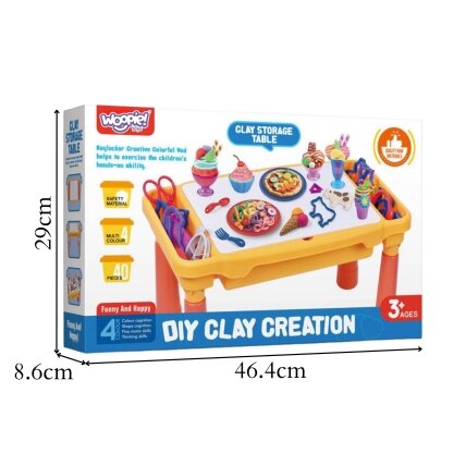 WOOPIE Kūrybinis staliukas su plastilinu, skyreliai, formelės 40 el. 3 WOOPIE Kūrybinis staliukas su plastilinu, skyreliai, formelės 40 el. 3