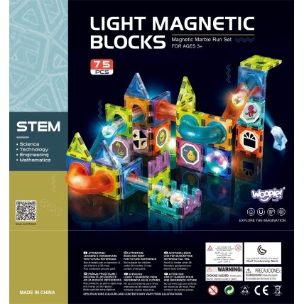 WOOPIE Magnetinės kaladėlės Šviečiantis kamuoliukų takelis 75 el. 15