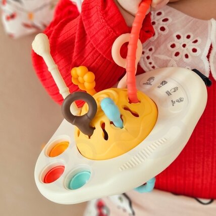WOOPIE BABY sensorinis Montessori žaislas kramtukas barškutis daugiafunkcis UFO 4