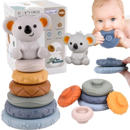 WOOPIE BABY Edukacinis rinkinys Piramidėlė Koala 2in1 kramtukas WOOPIE BABY Edukacinis rinkinys Piramidėlė Koala 2in1 kramtukas