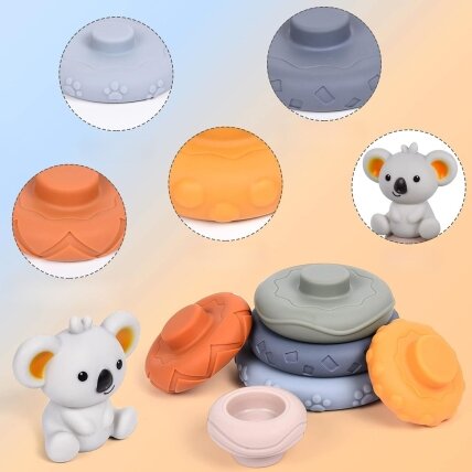 WOOPIE BABY Edukacinis rinkinys Piramidėlė Koala 2in1 kramtukas 2