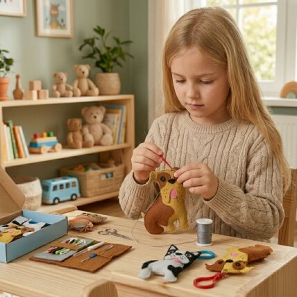 WOOPIE Vaikiškas siuvimo rinkinys ŠUNIUKAI DIY raktų pakabukas 2 WOOPIE Vaikiškas siuvimo rinkinys ŠUNIUKAI DIY raktų pakabukas 2