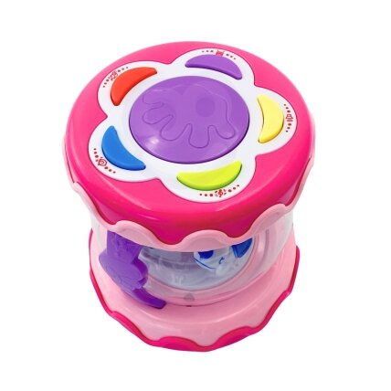 WOOPIE BABY Rožinis būgnelis – muzikinė dėžutė su projektoriumi 3in1 muzikinis žaislas kūdikiams + volelis (roller) ropojimo mokymuisi 4