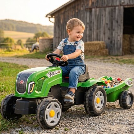 FALK pedalinis traktorius Claas Terra Maxx su priekaba ir atidaromu variklio gaubtu 2-6 m. 1