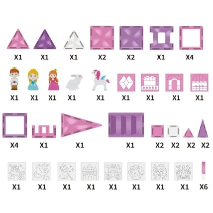 WOOPIE Magnetinių kaladėlių rinkinys Princesės pilis 50 vnt. 11 WOOPIE Magnetinių kaladėlių rinkinys Princesės pilis 50 vnt. 11