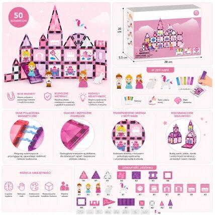 WOOPIE Magnetinių kaladėlių rinkinys Princesės pilis 50 vnt. 14 WOOPIE Magnetinių kaladėlių rinkinys Princesės pilis 50 vnt. 14