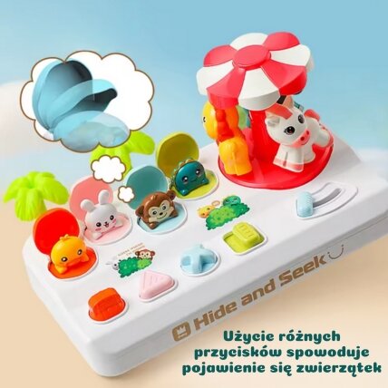 WOOPIE BABY Iššokantys gyvūnėliai Pop Up karuselė interaktyvus žaislas 1