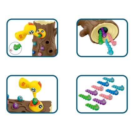WOOPIE Magnetinis vikrumo žaidimas Pagauk kirminėlį 2 geniai + 10 kirminėlių 4