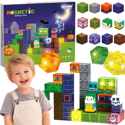 WOOPIE Šviečiantys magnetiniai blokeliai Helovinas 63 el. WOOPIE Šviečiantys magnetiniai blokeliai Helovinas 63 el.