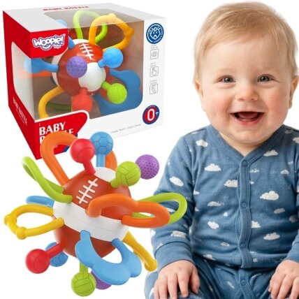 WOOPIE BABY Sensorinis barškutis-kramtukas Kamuolys kūdikiams Edukacinis 0+ Minkštas