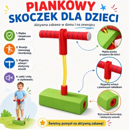 WOOPIE Putų žalios spalvos pogo šokliukas vaikams šokinėjimui pusiausvyros treniruotei 5 WOOPIE Putų žalios spalvos pogo šokliukas vaikams šokinėjimui pusiausvyros treniruotei 5