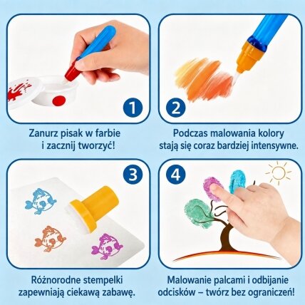 WOOPIE Magiškas piešimo rinkinys su flomasteriais ir antspaudais 30 el. 3