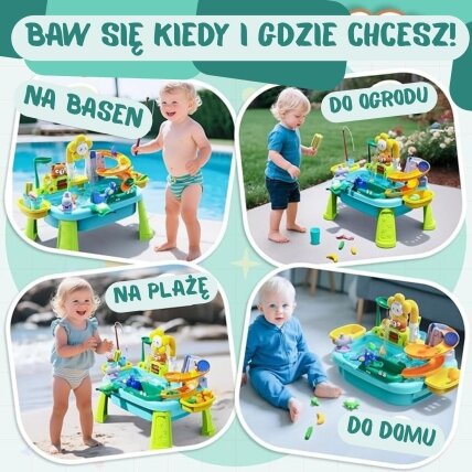 WOOPIE Vandens staliukas 4in1 žaidimas Žuvyčių gaudymas Kriauklė Vandens čiuožykla Gėlytė 1