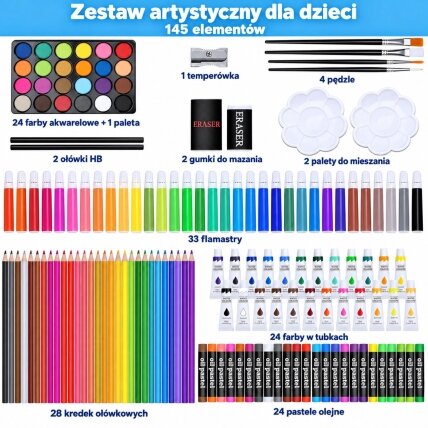 Woopie meninis rinkinys lagamine pieštukai dažai vienaragis 4
