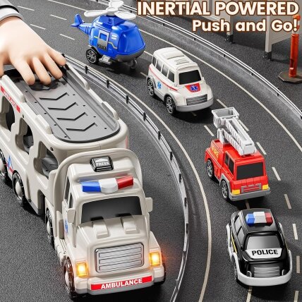 WOOPIE Kelių autovežis rinkinys 5 Automobiliai - Greitoji pagalba 6 WOOPIE Kelių autovežis rinkinys 5 Automobiliai - Greitoji pagalba 6