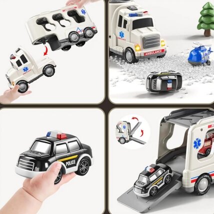 WOOPIE Kelių autovežis rinkinys 5 Automobiliai - Greitoji pagalba 12 WOOPIE Kelių autovežis rinkinys 5 Automobiliai - Greitoji pagalba 12