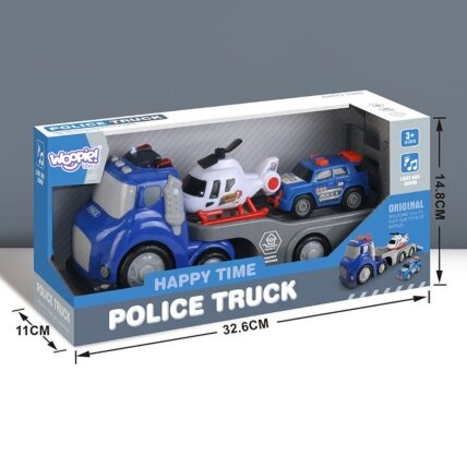 WOOPIE Mėlynas policijos autovežis City Truck garso ir šviesos efektai 6