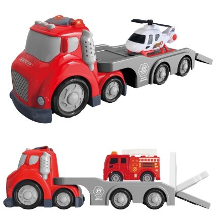 WOOPIE Raudonas ugniagesių tralas City Truck garso ir šviesos efektai 5