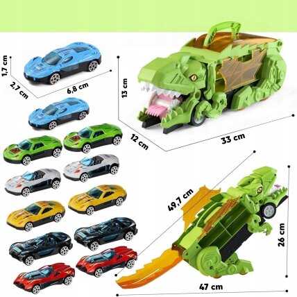 WOOPIE Transporto priemonių rinkinys Dinozauro rijiko trasa 13 el. 11