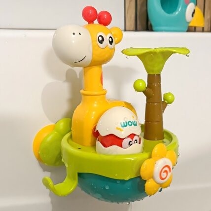 WOOPIE BABY vonios žaislas žirafa su piltuvėliu ir siurbtuku 4