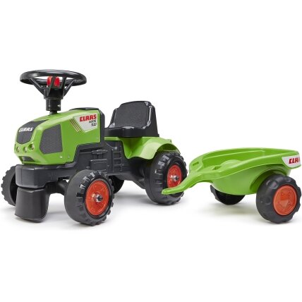 FALK vaikiškas traktoriukas Baby Claas Axos 310 žalias su priekaba nuo 1 metų 9