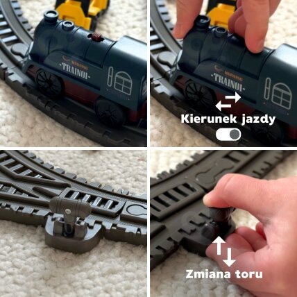 WOOPIE Elektrinis retro traukinukas su bėgiais Garvežys lokomotyvas + 2 vagonai – rinkinys 76 vnt. 3