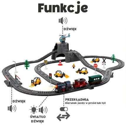 WOOPIE Elektrinis retro traukinukas su bėgiais Garvežys lokomotyvas + 2 vagonai – rinkinys 76 vnt. 9 WOOPIE Elektrinis retro traukinukas su bėgiais Garvežys lokomotyvas + 2 vagonai – rinkinys 76 vnt. 9