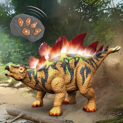 Woopie nuotoliniu būdu valdomas dinozauras RC stegozauras šviesa garsas 4