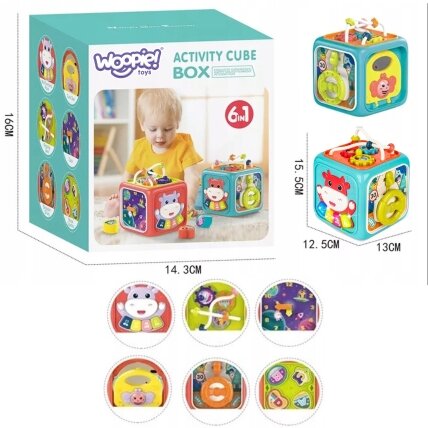 WOOPIE BABY Interaktyvus sensorinis edukacinis Montessori kubas, rūšiuoklis 6in1 9