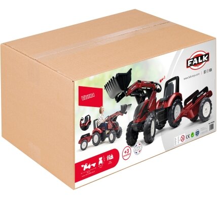FALK pedalinis traktorius Valtra S4 su kaušu ir priekaba 3–7 m. 8