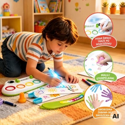 WOOPIE Kūrybinis piešimo rinkinys vaikams LED teptukas antspaudai 6 spalvos 3 WOOPIE Kūrybinis piešimo rinkinys vaikams LED teptukas antspaudai 6 spalvos 3